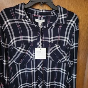 Navy plaid dress knee length